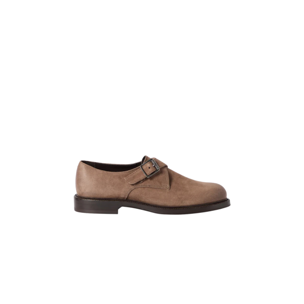 Derbies BRUNELLO CUCINELLI 2 boucles Monk straps daim marron