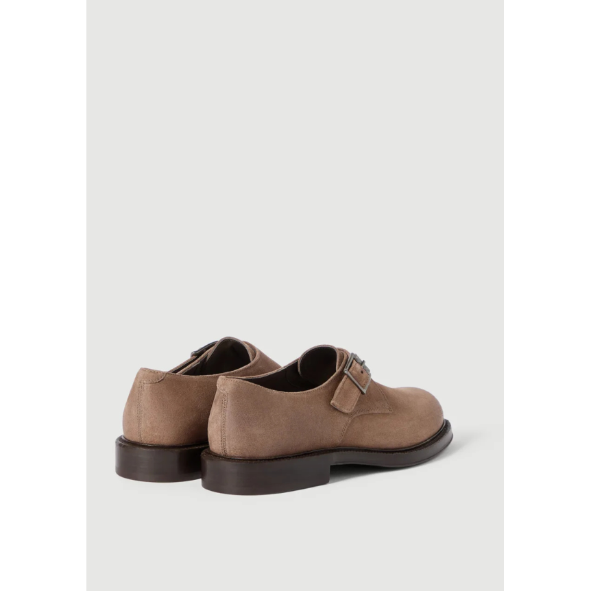 Derbies BRUNELLO CUCINELLI 2 boucles Monk straps daim marron