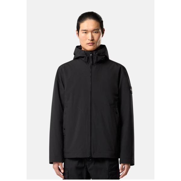 Veste coupe vent à capuche STONE ISLAND nylon déperlant Shell noir