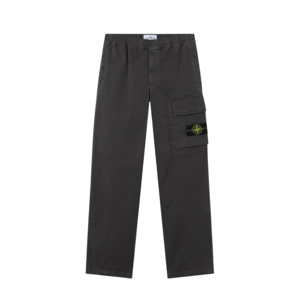 Pantalon de survêtement STONE ISLAND cargo ample sergé de coton bio gris anthracite
