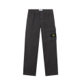 Pantalon de survêtement cargo ample sergé de coton bio gris anthracite
