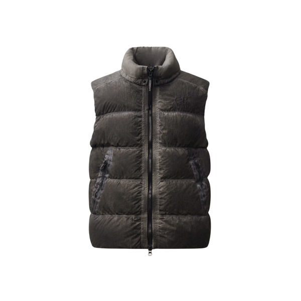 Gilet sans manche Doudoune CP COMPANY Eco Chrome R gris délavé tie & die