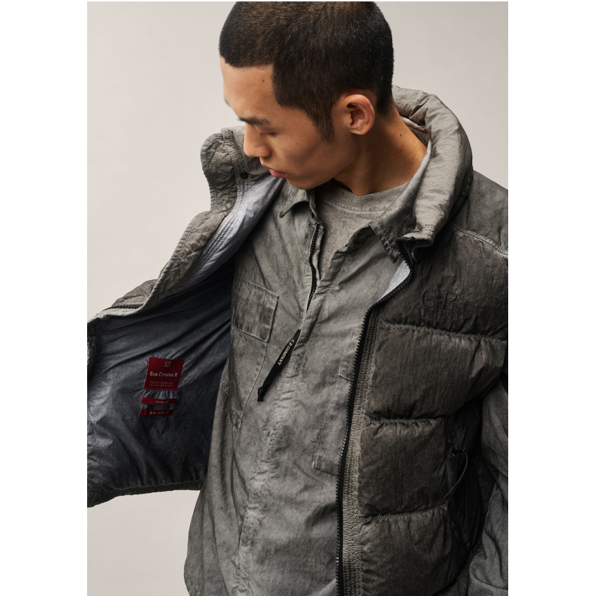 Gilet sans manche Doudoune CP COMPANY Eco Chrome R gris délavé tie & die