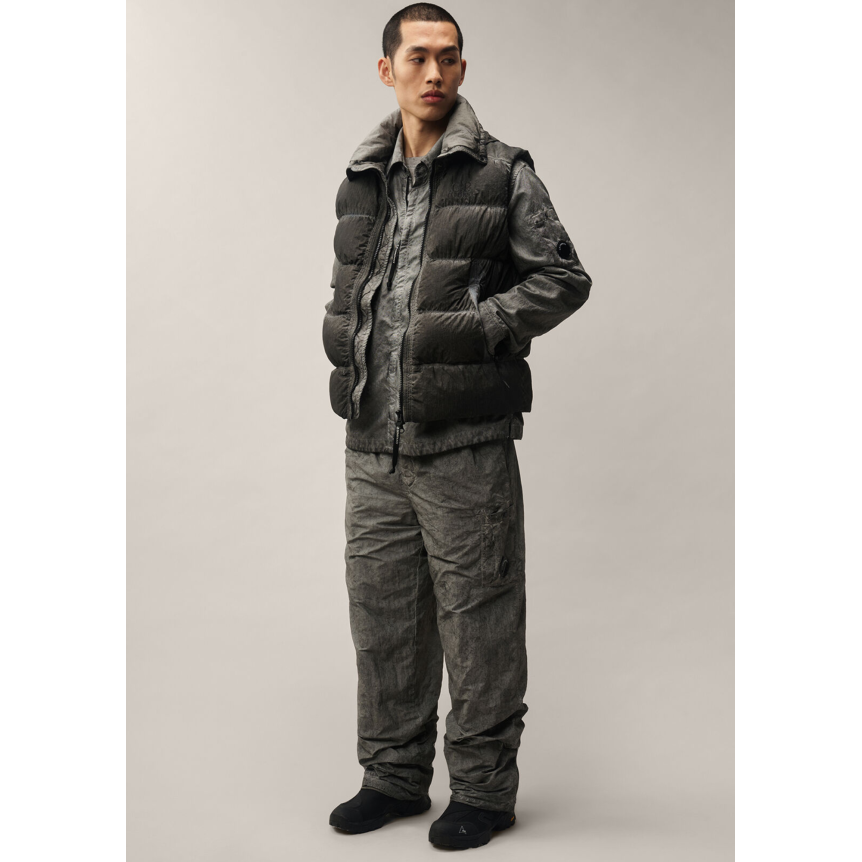 Gilet sans manche Doudoune CP COMPANY Eco Chrome R gris délavé tie & die