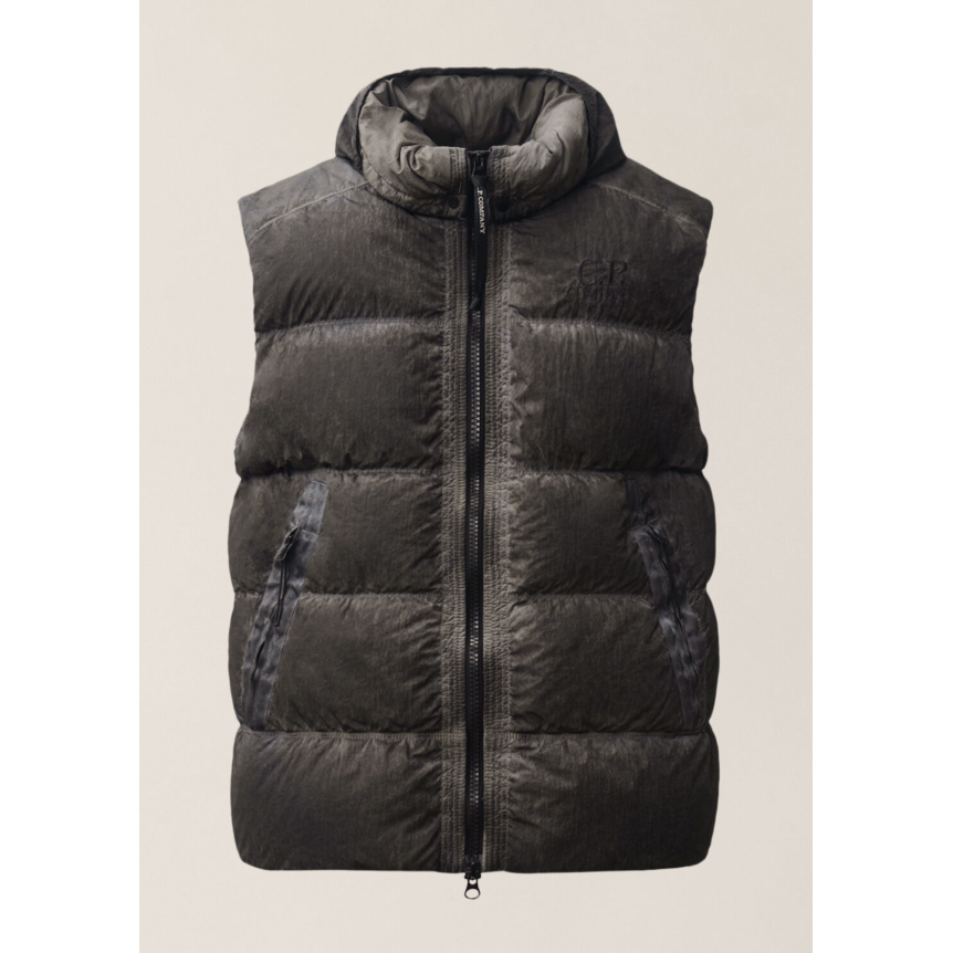 Gilet sans manche Doudoune CP COMPANY Eco Chrome R gris délavé tie & die
