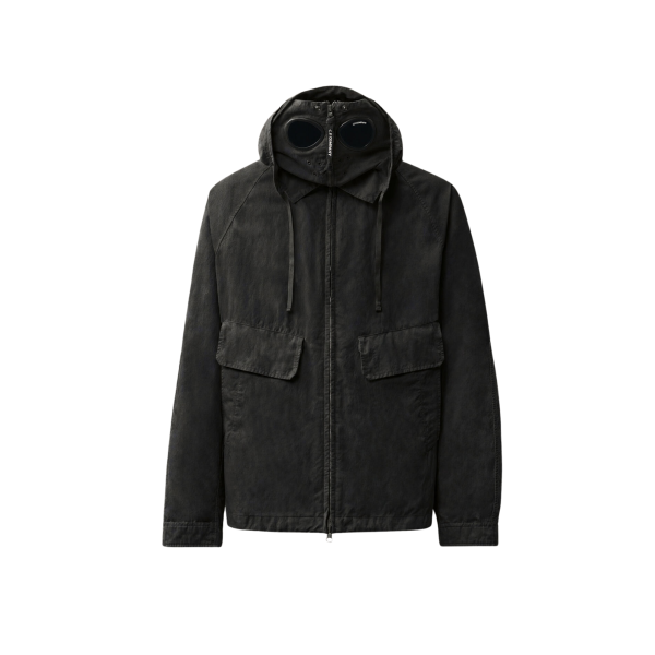 Veste zippée à capuche lunettes CP COMPANY Explorer nylon twill noir