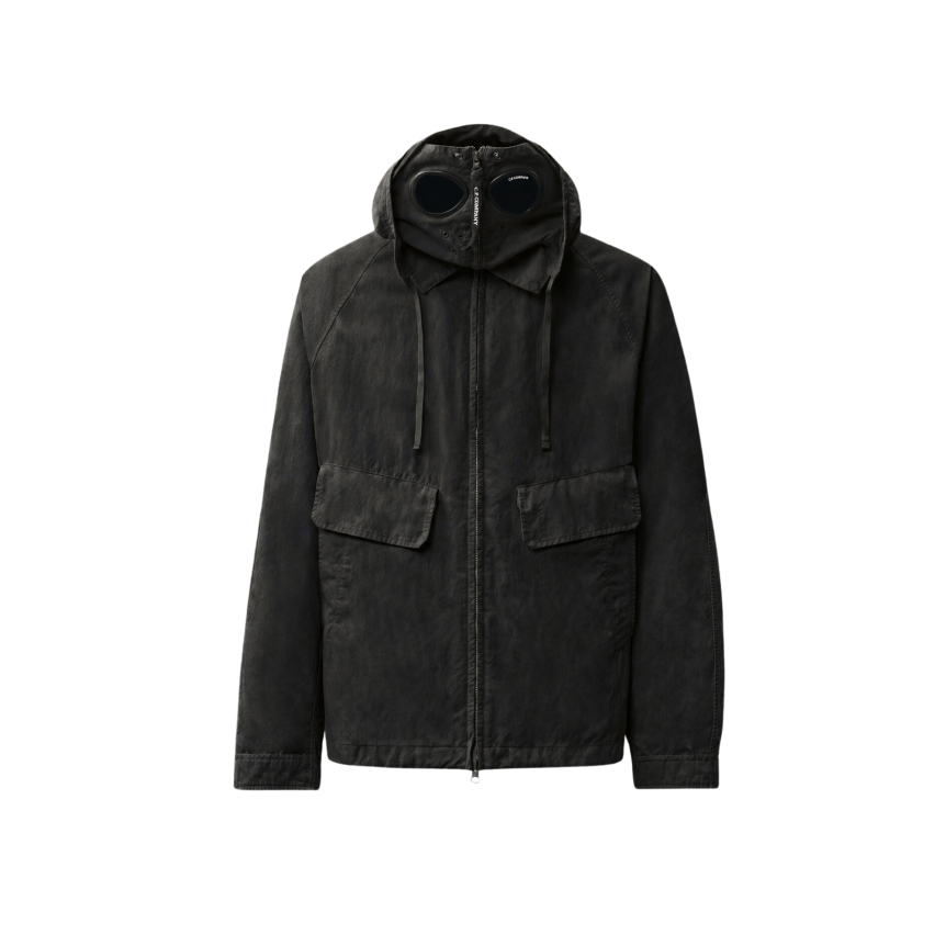 Veste zippée à capuche lunettes CP COMPANY Explorer nylon twill noir