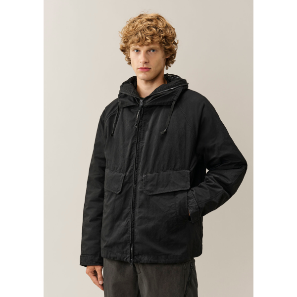 Veste zippée à capuche lunettes CP COMPANY Explorer nylon twill noir