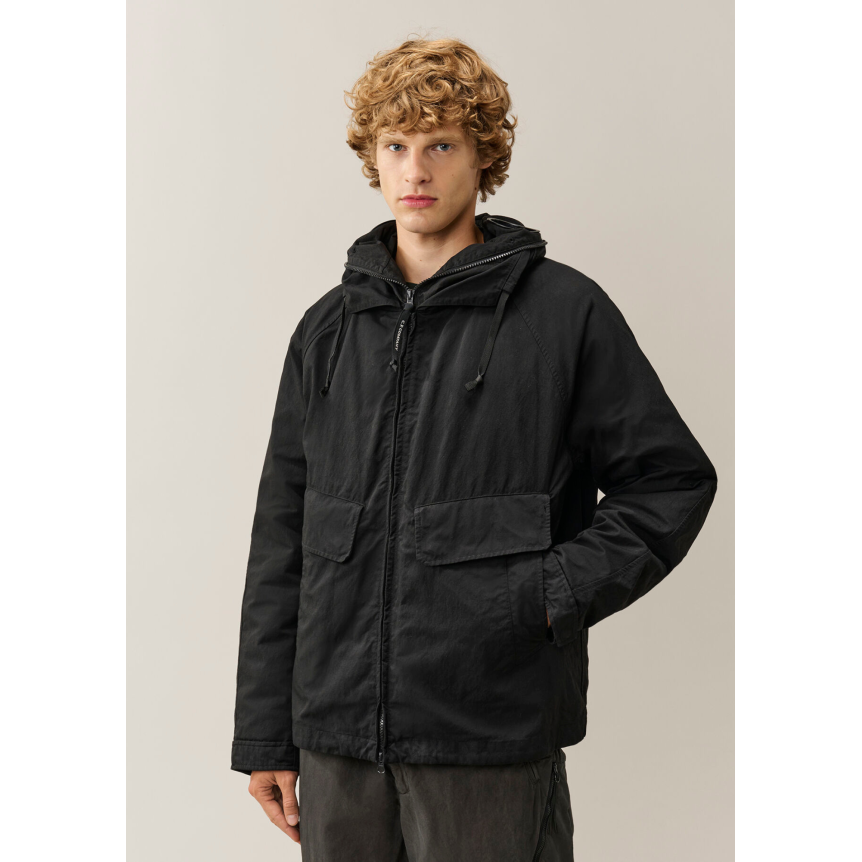 Veste zippée à capuche lunettes CP COMPANY Explorer nylon twill noir