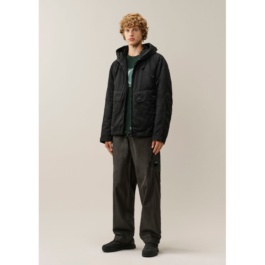 Veste zippée à capuche lunettes CP COMPANY Explorer nylon twill noir