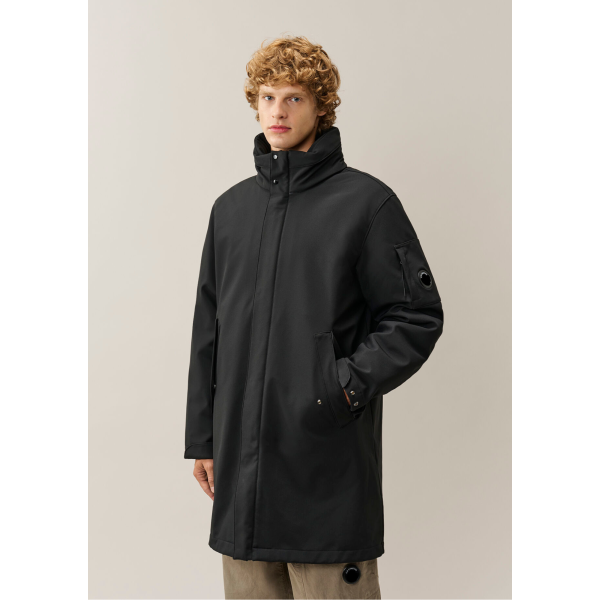 Parka longue zippée à capuche CP COMPANY Shell R nylon noir