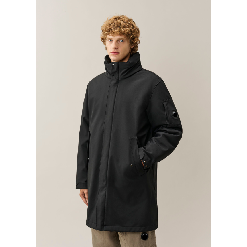 Parka longue zippée à capuche CP COMPANY Shell R nylon noir