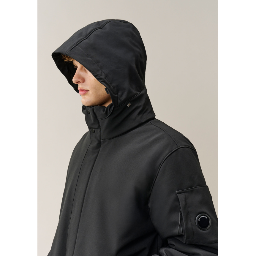 Parka longue zippée à capuche CP COMPANY Shell R nylon noir