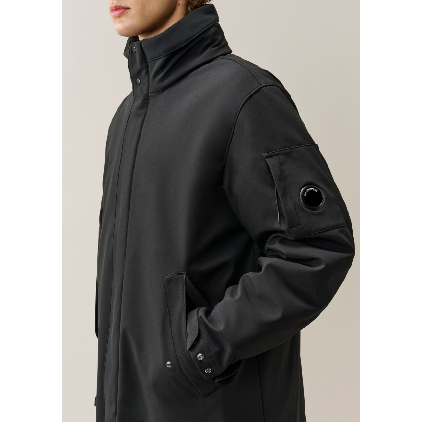 Parka longue zippée à capuche CP COMPANY Shell R nylon noir
