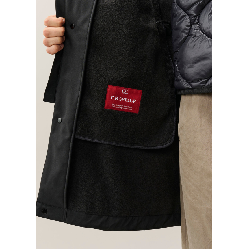 Parka longue zippée à capuche CP COMPANY Shell R nylon noir