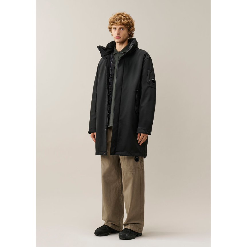 Parka longue zippée à capuche CP COMPANY Shell R nylon noir