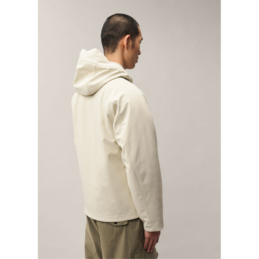 Veste zippée à capuche CP COMPANY soft shell R polyester recyclé écru gris doublure amovible