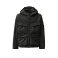 Veste zippée à capuche soft shell R polyester recyclé noir doublure amovible