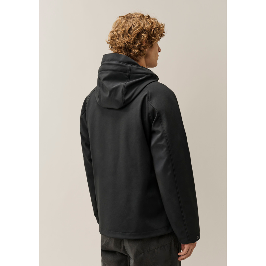 Veste zippée à capuche CP COMPANY soft shell R polyester recyclé noir doublure amovible