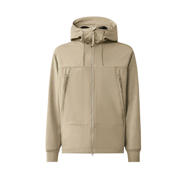 Veste zippée à capuche lunettes CP COMPANY Shell R nylon soft shell beige