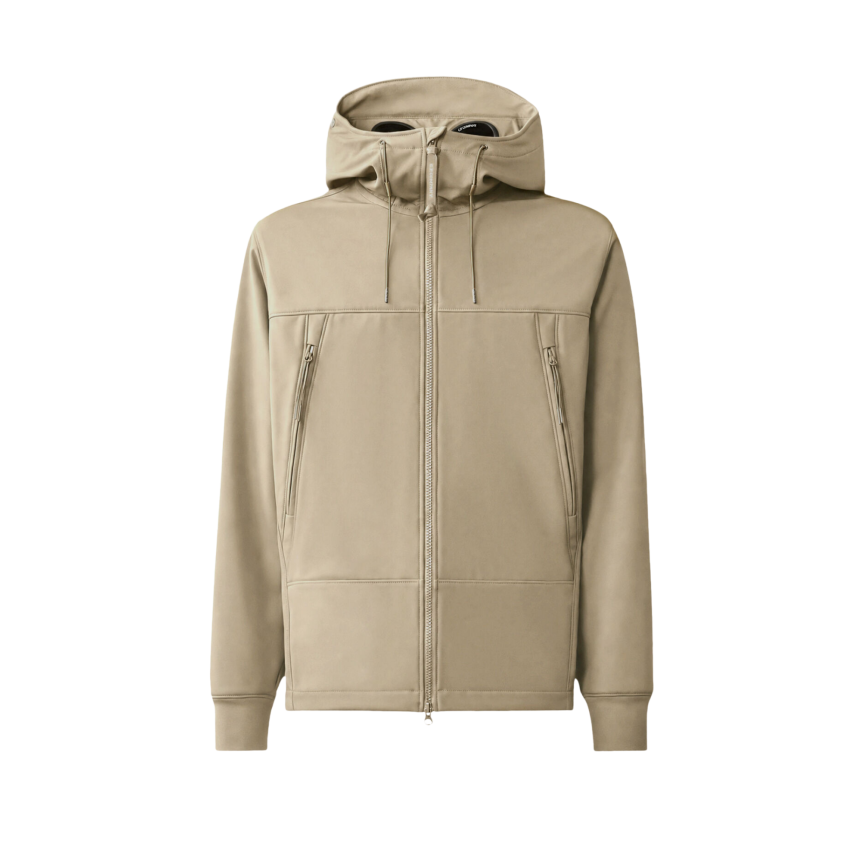 Veste zippée à capuche lunettes CP COMPANY Shell R nylon soft shell beige
