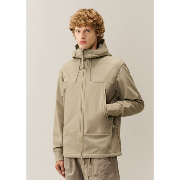 Veste zippée à capuche lunettes CP COMPANY Shell R nylon soft shell beige