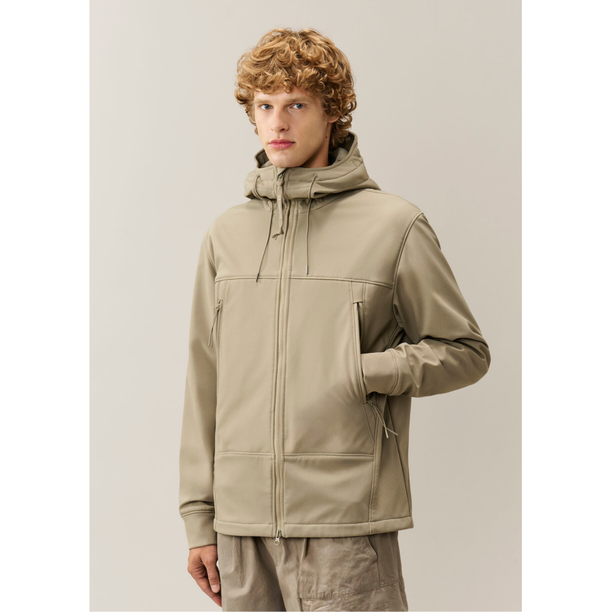 Veste zippée à capuche lunettes CP COMPANY Shell R nylon soft shell beige