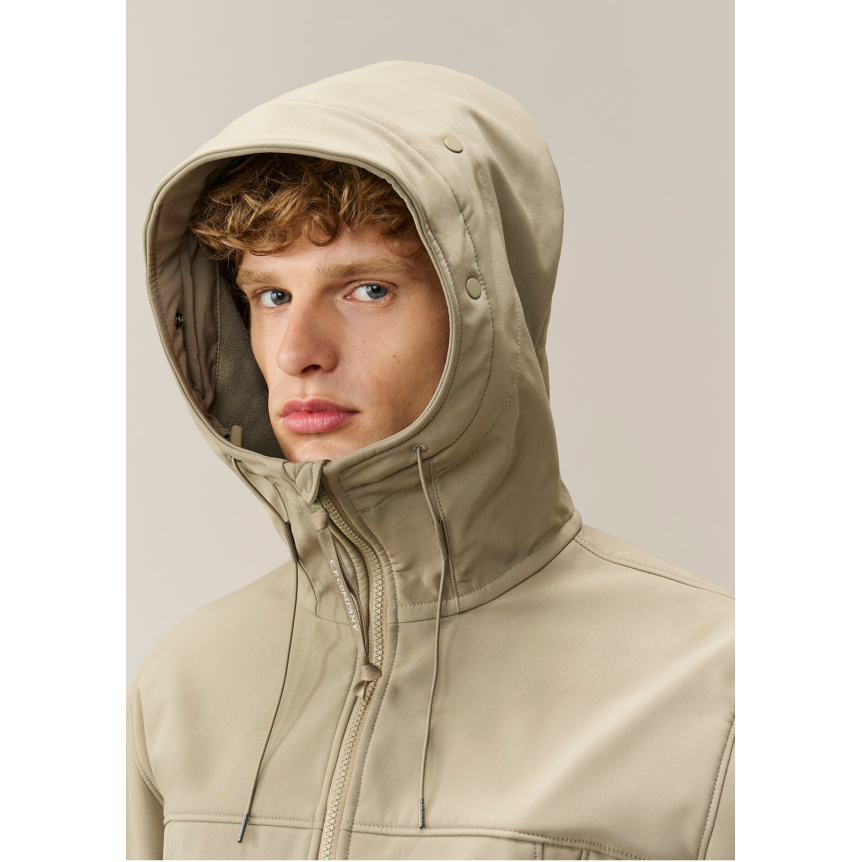 Veste zippée à capuche lunettes CP COMPANY Shell R nylon soft shell beige