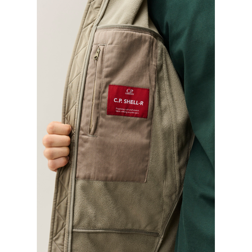 Veste zippée à capuche lunettes CP COMPANY Shell R nylon soft shell beige
