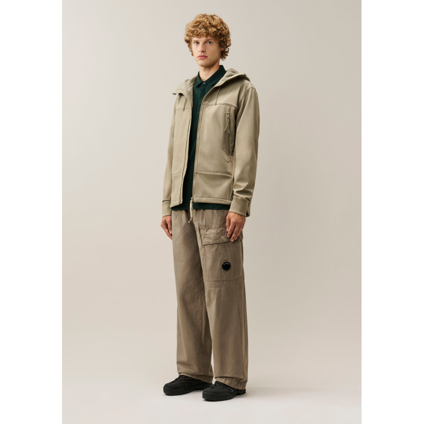 Veste zippée à capuche lunettes CP COMPANY Shell R nylon soft shell beige