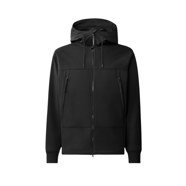 Veste zippée à capuche lunettes CP COMPANY Shell R nylon soft shell noir