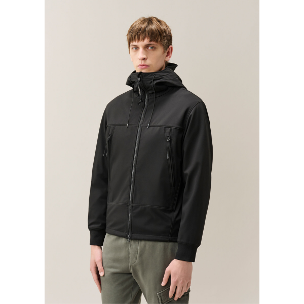 Veste zippée à capuche lunettes CP COMPANY Shell R nylon soft shell noir