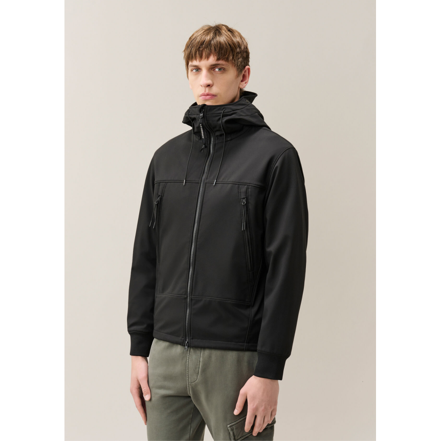Veste zippée à capuche lunettes CP COMPANY Shell R nylon soft shell noir
