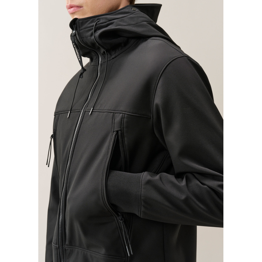 Veste zippée à capuche lunettes CP COMPANY Shell R nylon soft shell noir
