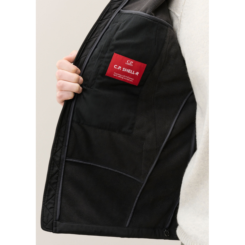 Veste zippée à capuche lunettes CP COMPANY Shell R nylon soft shell noir