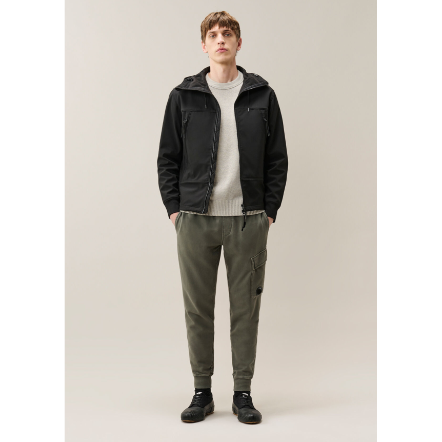 Veste zippée à capuche lunettes CP COMPANY Shell R nylon soft shell noir