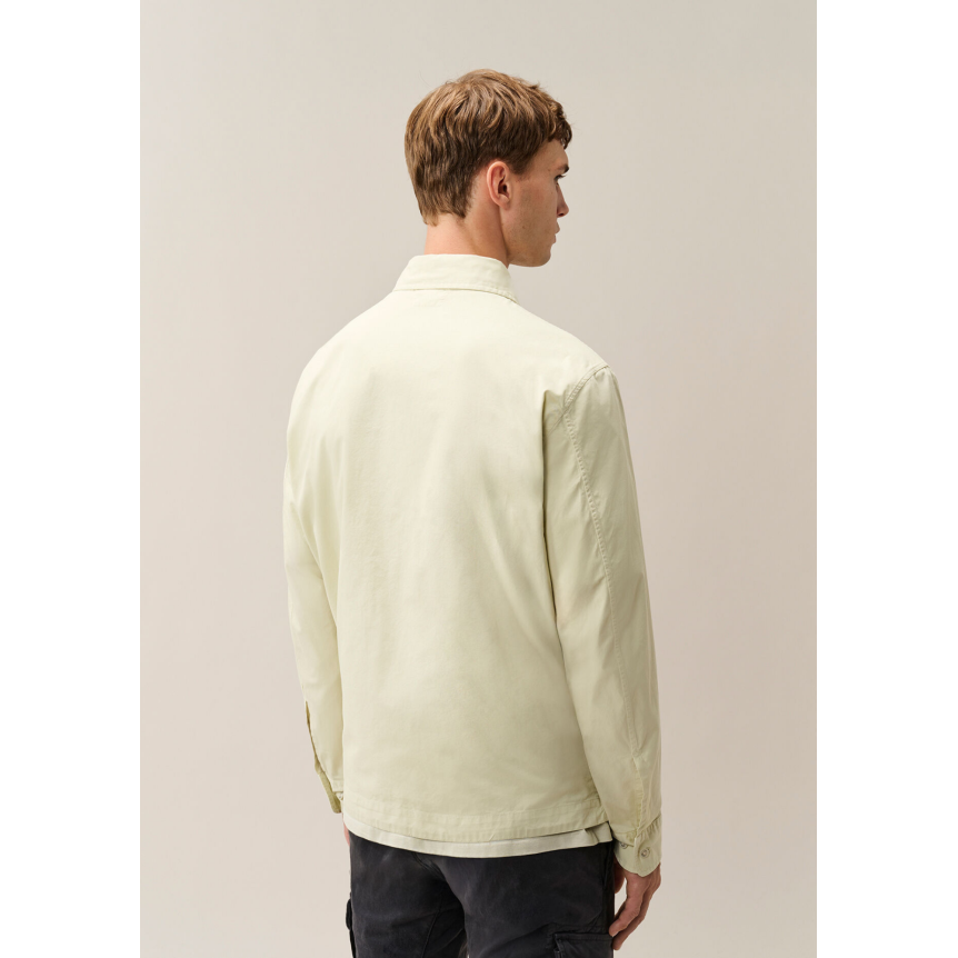 Surchemise zippée CP COMPANY gabardine coton écru poche rabat pression lentille