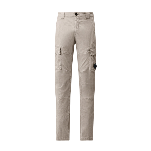 Pantalon cargo CP COMPANY coton satin stretch gris clair beige lentille poche
