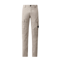Pantalon cargo coton satin stretch gris clair beige lentille poche