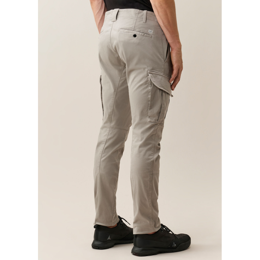 Pantalon cargo CP COMPANY coton satin stretch gris clair beige lentille poche