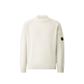 Pull ras du cou coton côtelé chenille blanc écru
