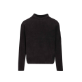 Pull ras du cou coton chenille bleu marine lentille manche