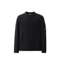 Pull col rond coton côtelé noir