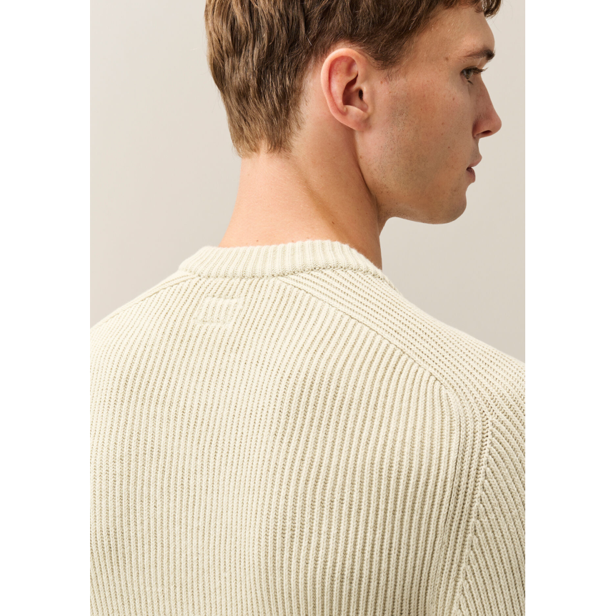 Pull ras du cou CP COMPANY coton côtelé écru