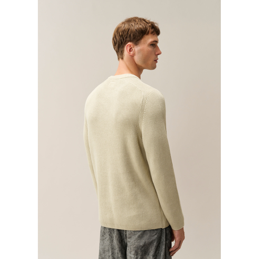 Pull ras du cou CP COMPANY coton côtelé écru