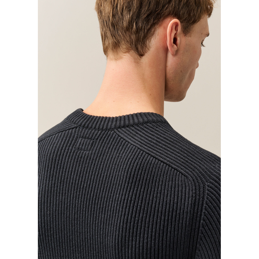 Pull col rond CP COMPANY coton côtelé noir