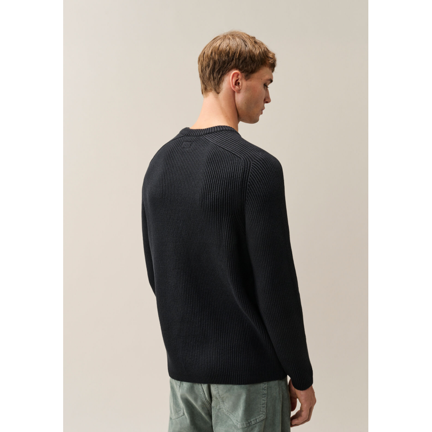 Pull col rond CP COMPANY coton côtelé noir