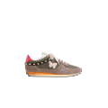Basket Stud Up croûte de cuir et nylon marron orange avec broderie Butterfly papillon