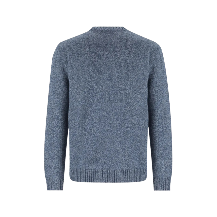Pull col rond VALENTINO laine bleu chiné broderie Butterfly papillon