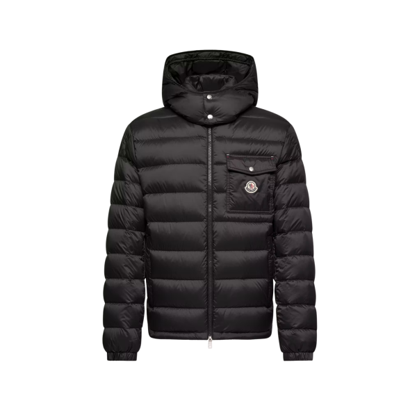 Doudoune courte à capuche MONCLER Verith nylon noir poche poitrine
